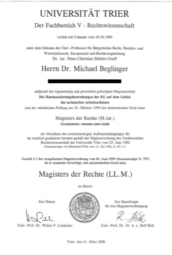 LL.M. (Universität Trier, 1990)